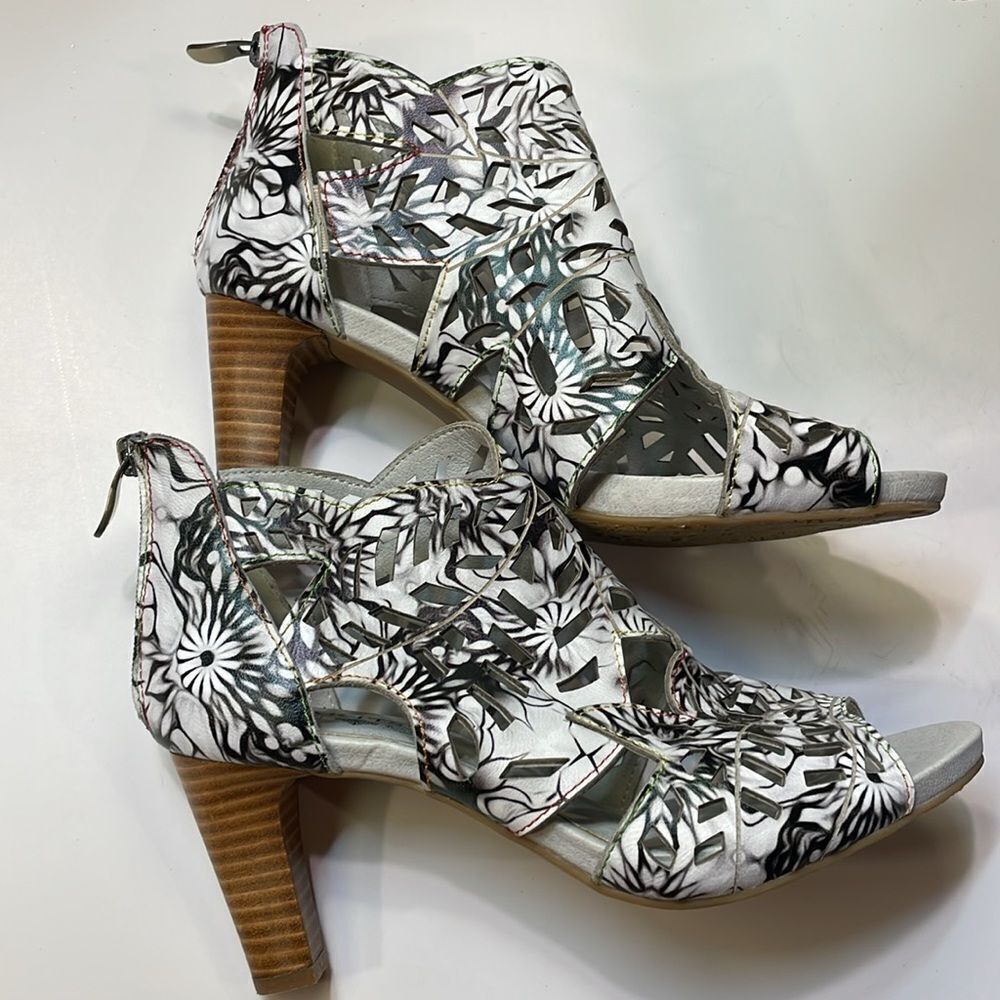 L’Artistic Womens Spring Step Amora Hand Painted Leather Sandal Heel Sz 10.5 - Picture 3 of 14
